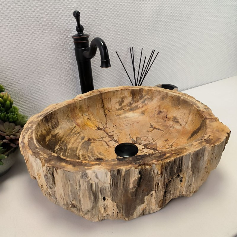 Раковина из окаменелого дерева OD-62104 49*42*15 0088