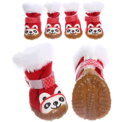 Ботинки зимние для животных «МОДНЫЙ БРО», на липучке, цвет красный, размер 4, 5,5см