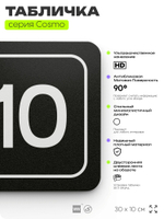 Таблички с номером аудитории "Аудитория №10", для офиса, 30 х 10 см, серия COSMO 3010, черная, Айдентика Технолоджи