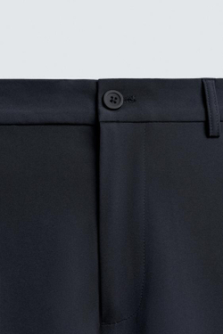 ZARA БРЮКИ ИЗ РЕЛЬЕФНОЙ ТКАНИ КОМФОРТНОГО КРОЯ, МОРСКОЙ СИНИЙ