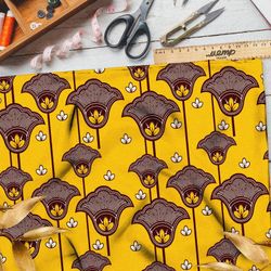 Ткань ниагара роскошные узоры на жёлтом