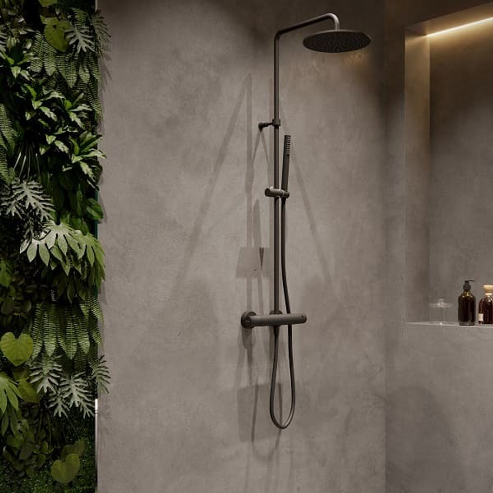 Душевая термостатическая система без излива с регулировкой высоты TZAR 345401RM250NM чёрный