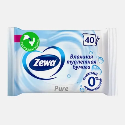 Влажная туалетная бумага Zewa Pure без аромата 40шт