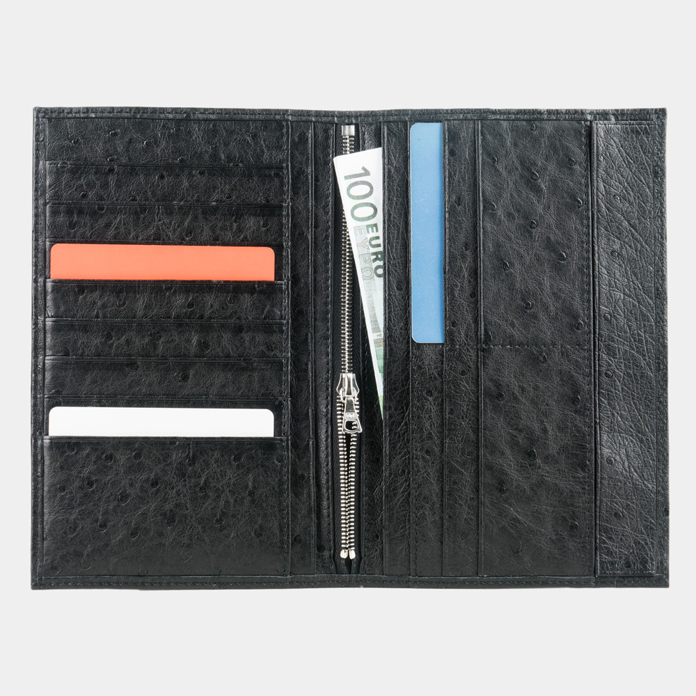 Длинный кожаный кошелек Secret+ черного цвета