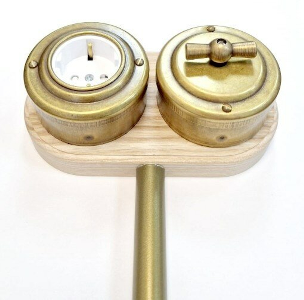 Рамка плоская под трубу, 4 поста, Vintage-brass, ясень, VB-L4