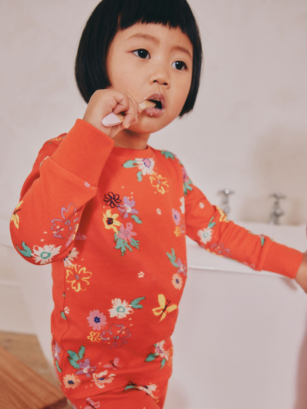 Пижама для девочки Next AJ8-347, 3 шт., Молочный, Красный, Розовый