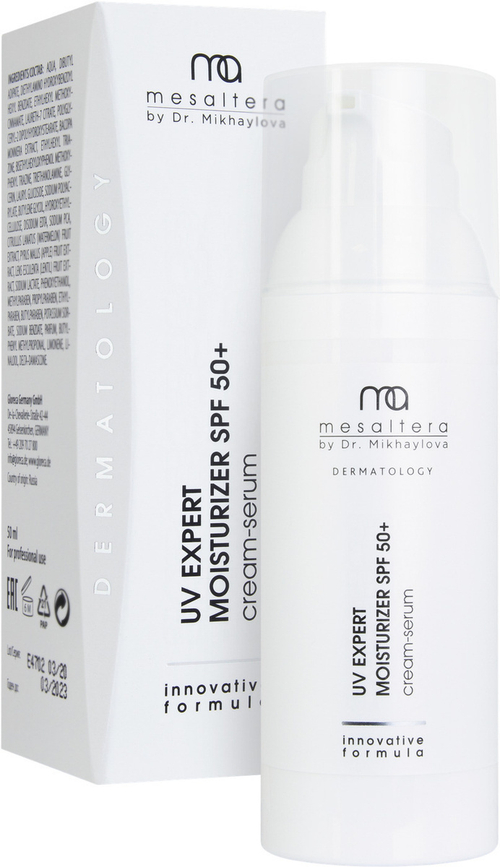 Mesaltera by Dr. Mikhaylova UV Expert Moisturizer SPF 50+ - Cолнцезащитная, увлажняющая крем - сыворотка от Мезалтера, 50 мл