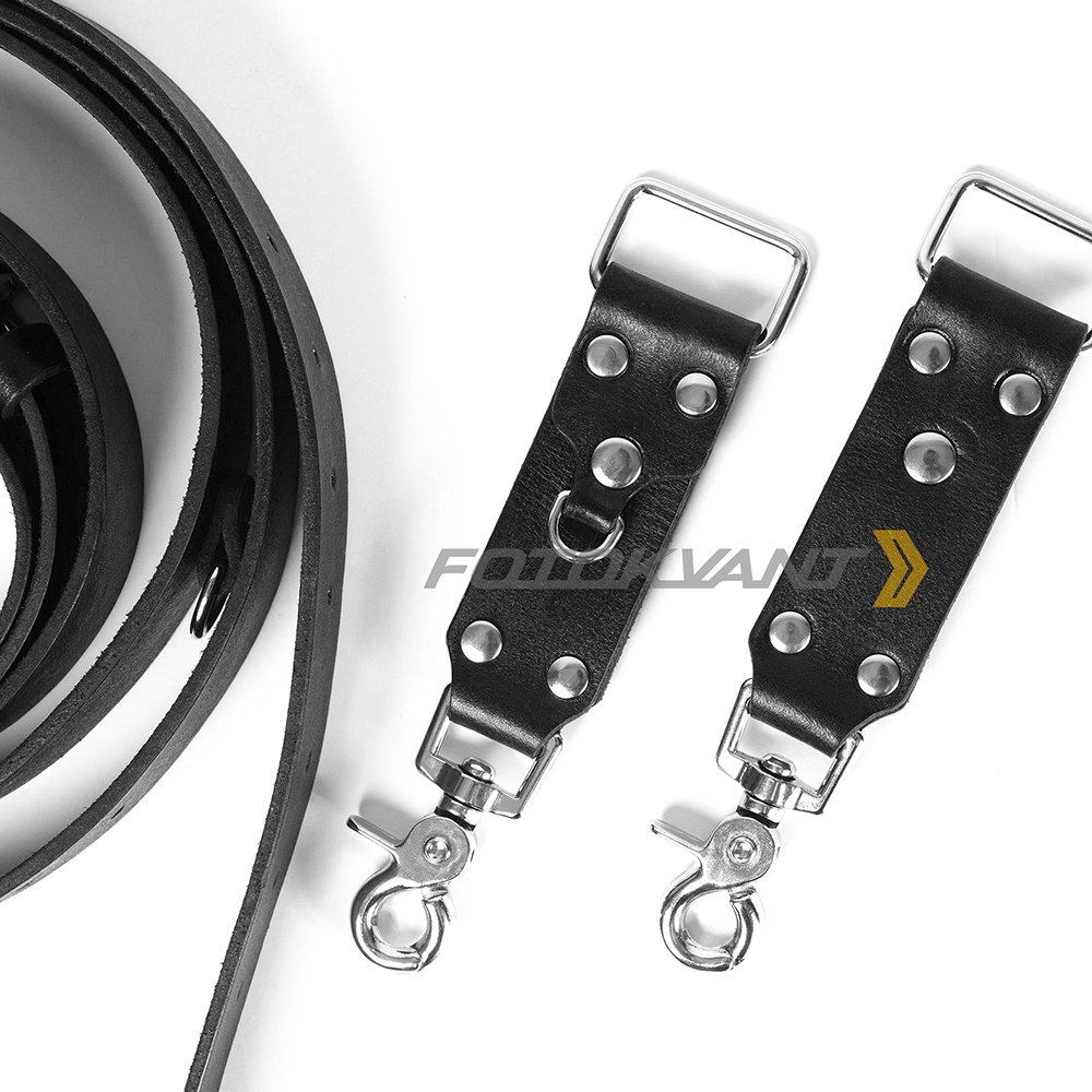 Fotokvant STL-02 ремень кожаный для двух камер (Черный)