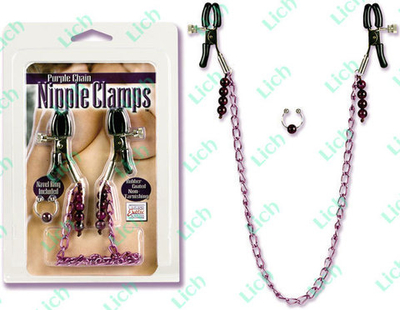 Фиолетовая цепь с зажимами на соски
