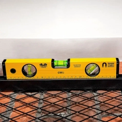 Строительный пузырьковый уровень 300мм Deli DL290300 (3 глазка, магнит, отверстия для подвеса)