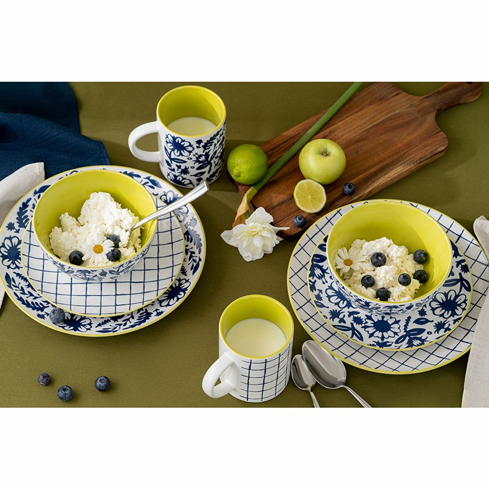 Набор из 2-х керамических закусочных тарелок LT_LJ_SPLBT_CRP_21, 21.5 см, белый/синий