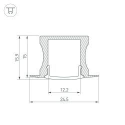 Профиль с экраном ALU-SLIM-H15-F-2000 ANOD+FROST (Arlight, Алюминий) 018243