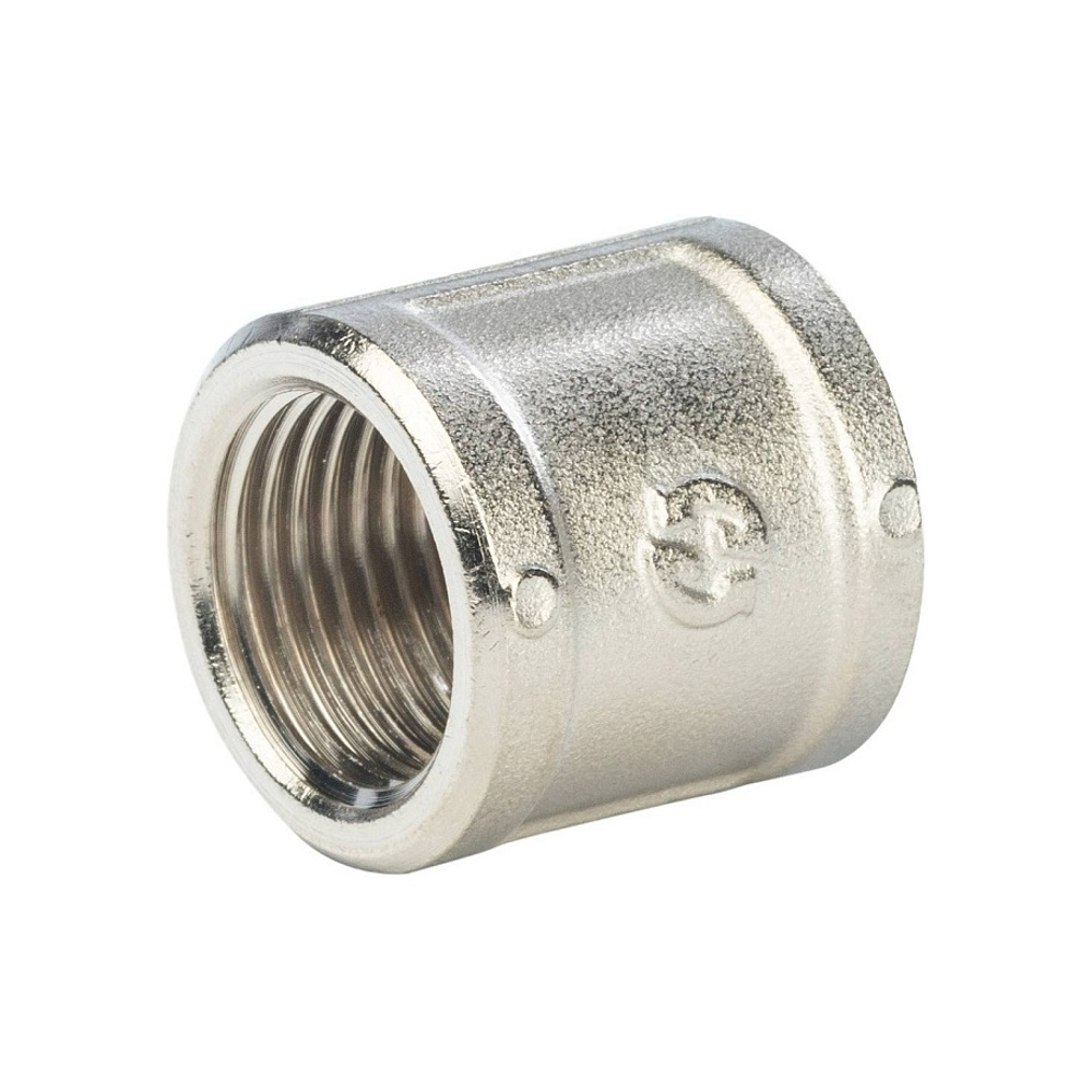 Муфта STOUT SFT 0006 - 1/2" (для стальных труб, латунь никелированная)