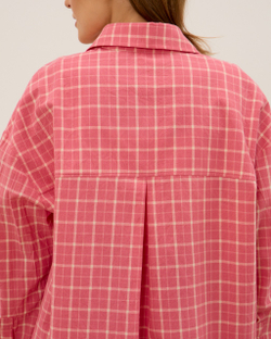 Рубашка из вареного хлопка, розовая