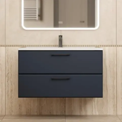 Тумба с раковиной для ванной Uperwood Foster New 90 см, подвесная, черная