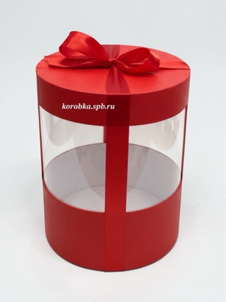 Плотная коробка-аквариум для торта с прозрачными стенками Цвет :Красный.