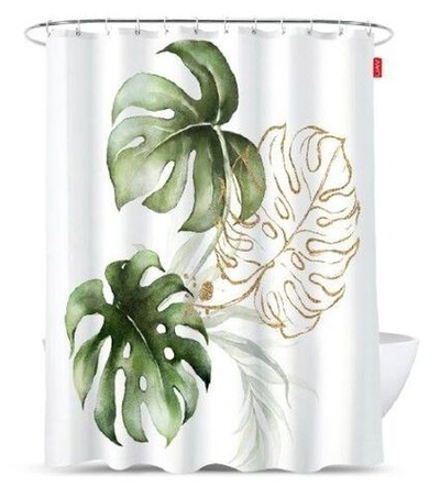 Штора для ванной комнаты и туалета тканевая занавеска для душа 180*180 см "Монстера"