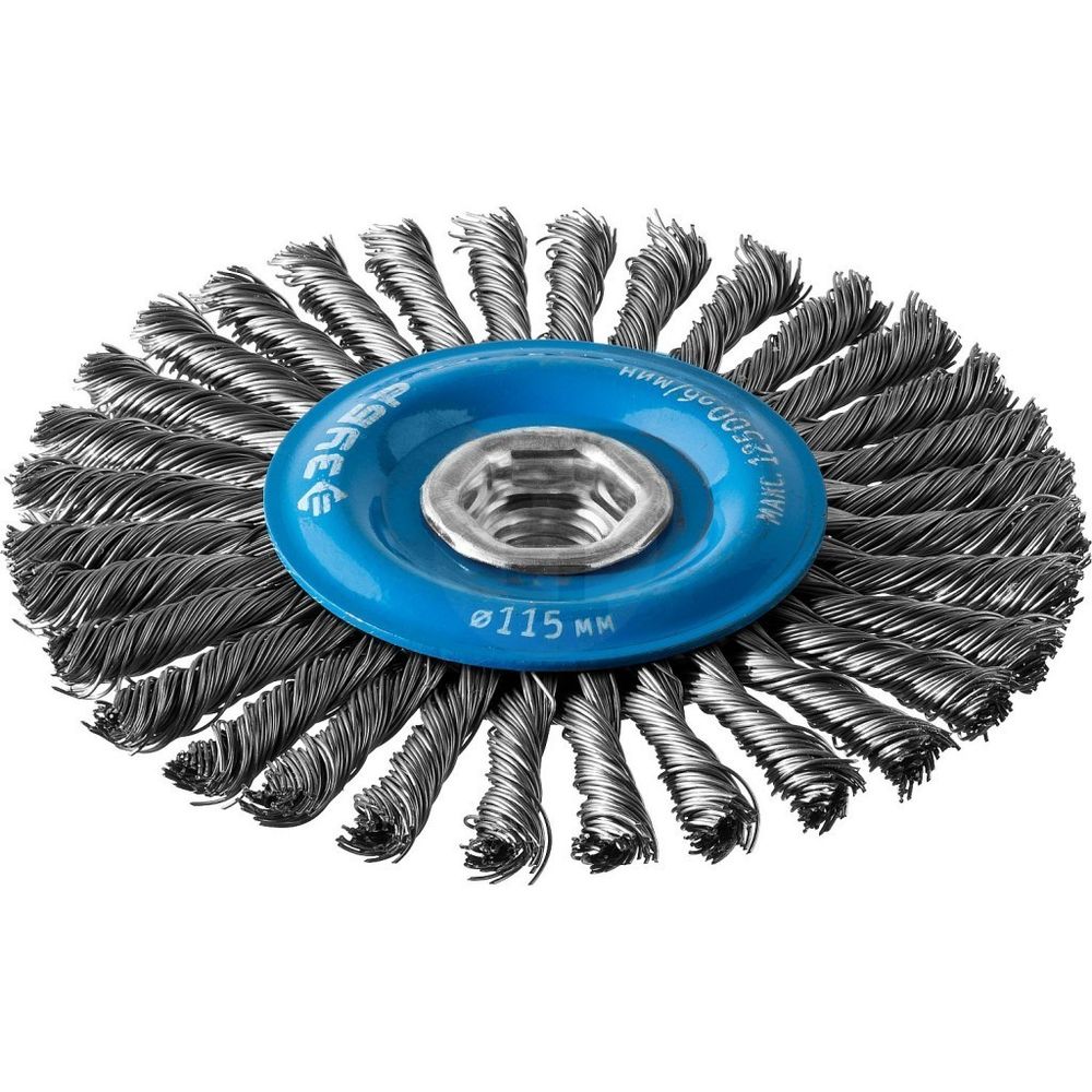 Щетка ЗУБР дисковая для УШМ пучки стальной проволоки 0,5мм, 115мм/14мм