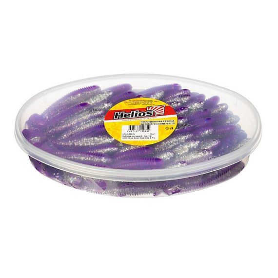 Виброхвост несъедоб. Catcher 3,55&#39;/9 см Silver Sparkles &amp; Fio 100шт. (HS-2-036-N) Helios