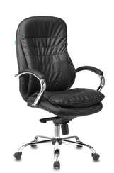 Кресло руководителя Бюрократ T-9950 черный кожа крестов. металл хром