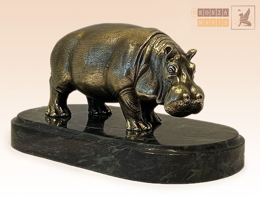 статуэтка Бегемот - Гиппопотам на змеевике