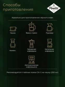 Кофе в зёрнах Poetti Leggenda Original, арабика, 1 кг