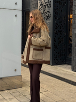 Двойная дубленка Magic бежево-шоколадный