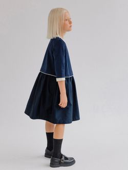 Платье с кантом ТЕМНО-СИНИЙ