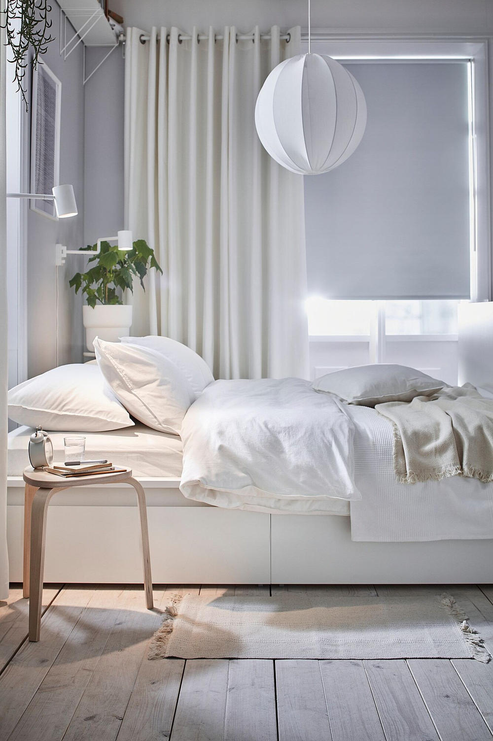 IKEA MERETE  (ИКЕА МЕРЕТЕ)  -  Шторы, 1 пара, сетка/белый, 145x300 см