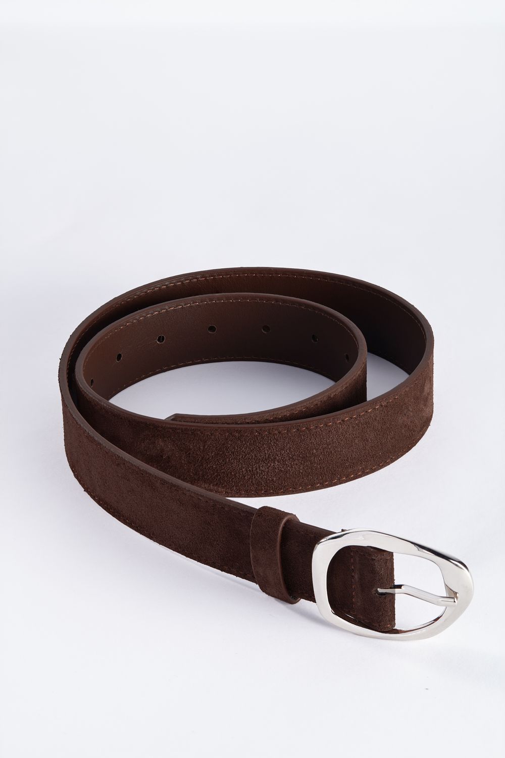 БАЗОВЫЙ РЕМЕНЬ С МЯТОЙ ПРЯЖКОЙ ЗАМША ТЕМНЫЙ ШОКОЛАД