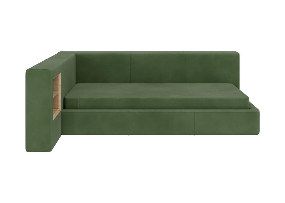 Диван-кровать Cube c нишей M (зелено-голубой FiberGuardе)