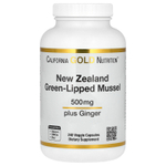California Gold Nutrition, новозеландские зелёные мидии с экстрактом имбиря, 500 мг, 240 растительных капсул