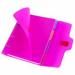 Тетрадь на кольцах А5 175х220мм, 120л, пластик, на липучке с разделителями, BRAUBERG, Розовый,404635