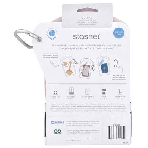 Stasher, Stasher, Go Bag, розовый, 1 пакетик, 532 мл (18 жидк. унц.)