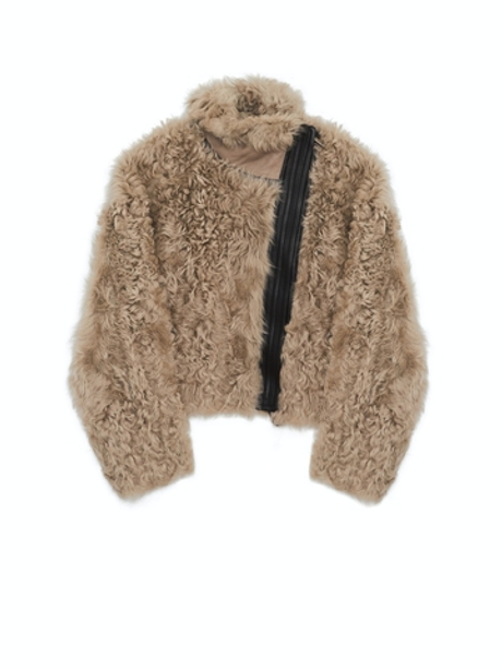 Укороченная шуба-косуха в цвете капучино