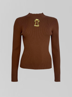 Свитер 7025 однотонный в рубчик с металлической вставкой