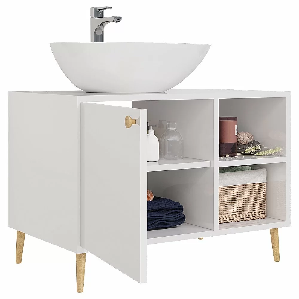 Тумба с раковиной Dreja LUNO 99.2002 80 белый глянец