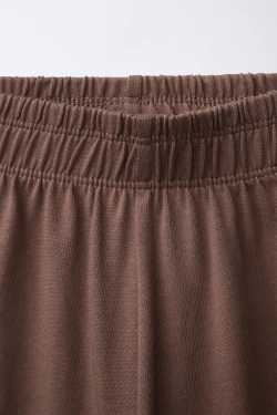 ZARA ПЛОТНЫЕ БРЮКИ WIDE LEG, КОРИЧНЕВЫЙ