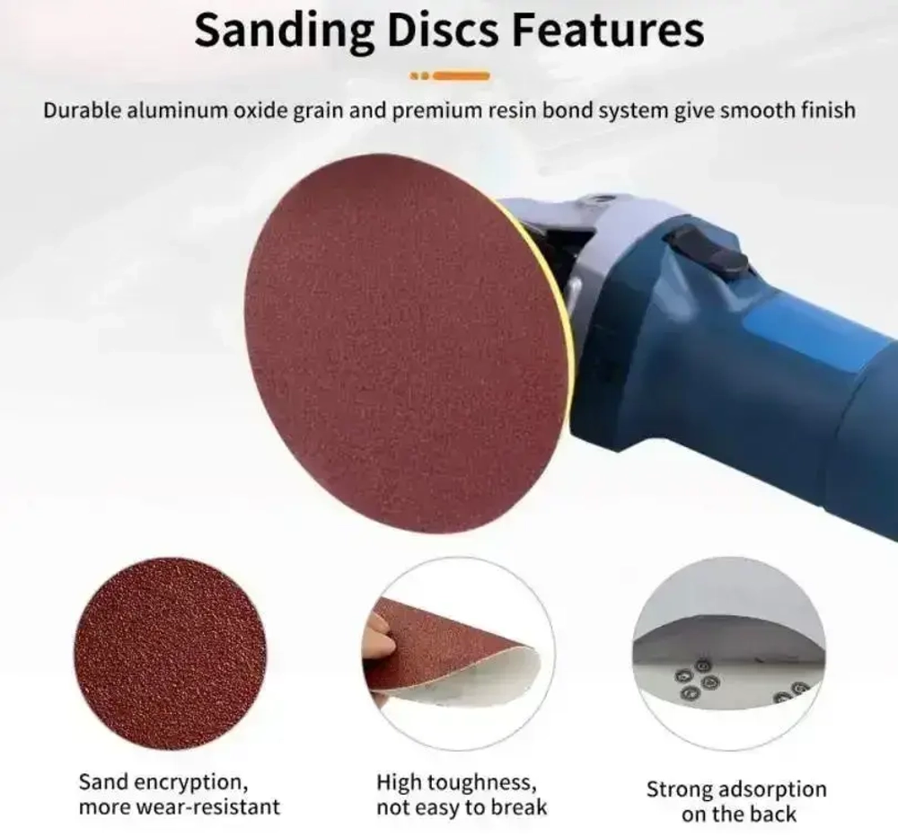 Шлифовальные круги 125мм на липучке Р80 100шт / Диск шлифовальный