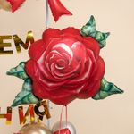 Шар (32''/81 см) Цветок, Акварельная роза, Красный, 1 шт. в уп.