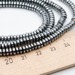Гематит Рондель бусины (имитация), цвет серебристый, размер около 4*2 мм, цена за отрезок 19 см (1/2 нити)