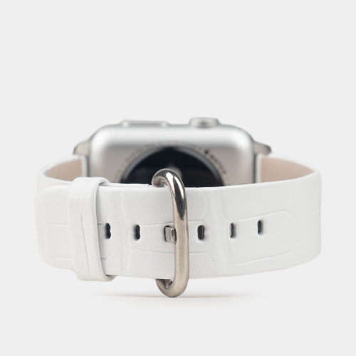 Ремешок для Apple Watch 40/41/42 mm из кожи аллигатора,белого цвета