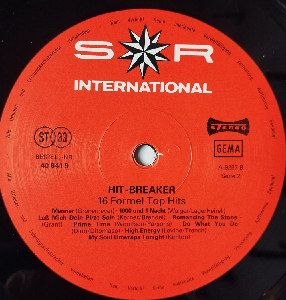 Винтажная виниловая пластинка LP Сборник Hit Breaker 16 Formel Top Hits (Germany 1984)