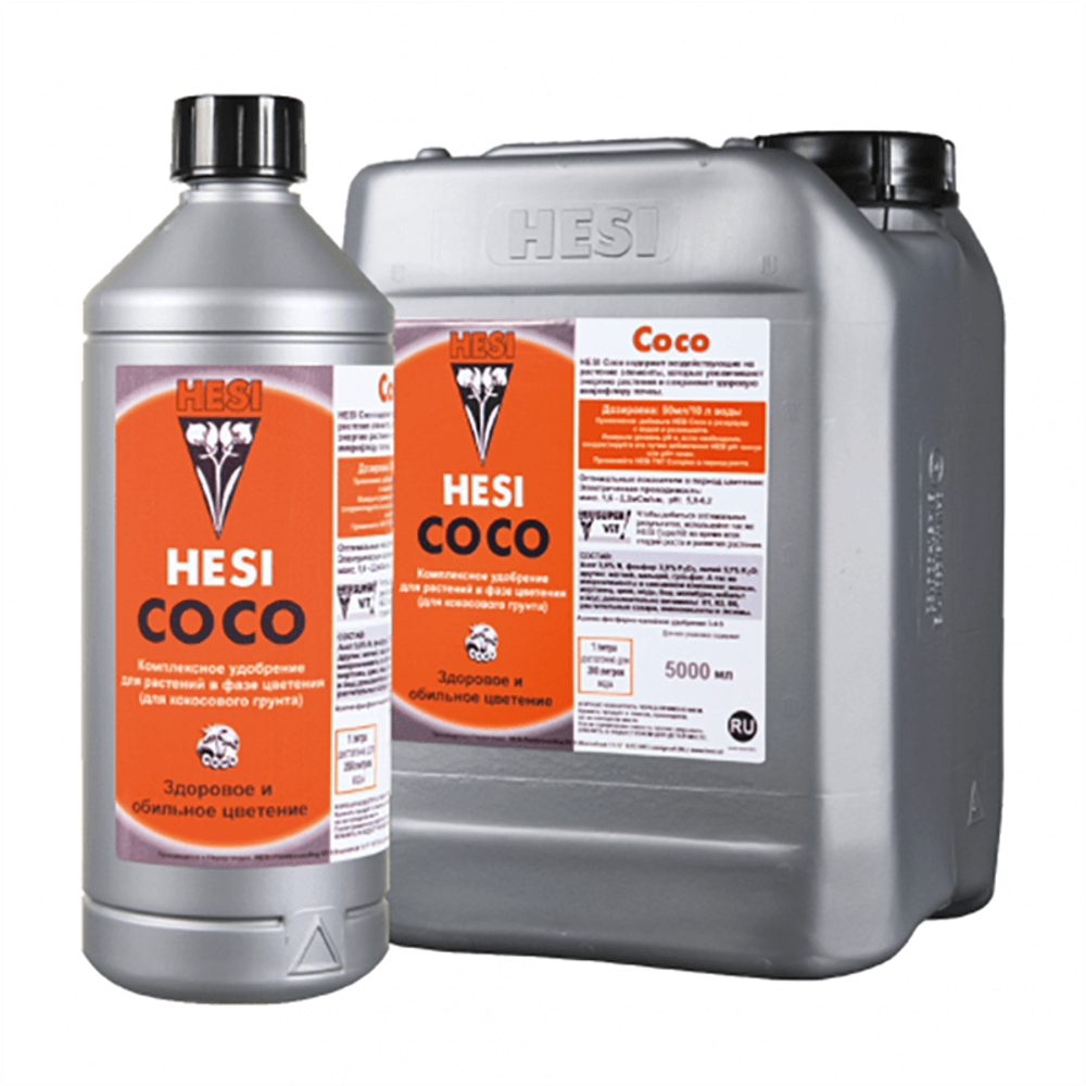 Линейка жидкого органоминерального удобрения HESI Coco 1 л, 5 л для цветения на кокосе