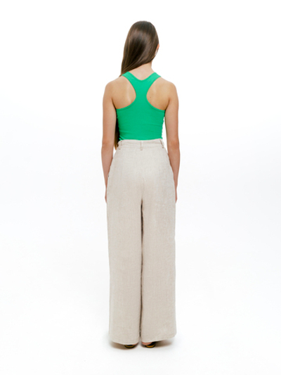 Wide straight linen trousers