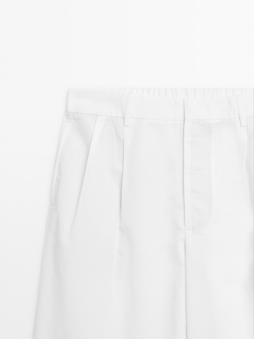 Massimo Dutti Брюки-баллоны с двойными вытачками, кремовый