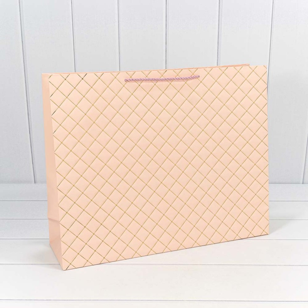 Пакет подарочный 50х40х15см Фигуры и узоры "Ромб" (Розовый)