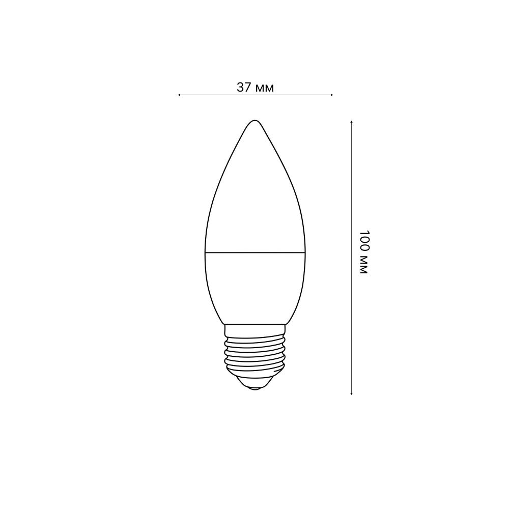 LED-C37-6W-3000K-E27-FR-SLS Лампа светодиодная. Форма свеча. матовая. Теплый белый свет 3000K. ТМ Volpe