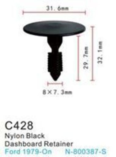 Клипса для крепления внутренней обшивки а/м Форд пластиковая (100шт/уп.) Forsage клипса C0428(Ford)