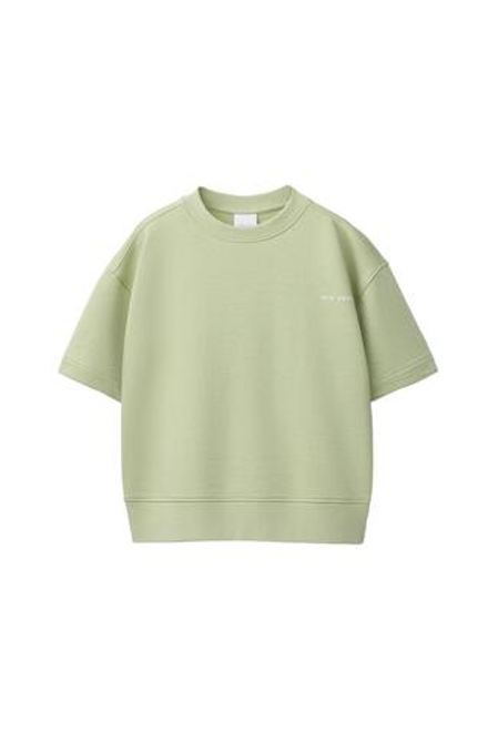 ZARA ТОЛСТОВКА С КОРОТКИМИ РУКАВАМИ И РЕЛЬЕФНОЙ НАДПИСЬЮ, ЛИНЯЛЫЙ ЗЕЛЕНЫЙ